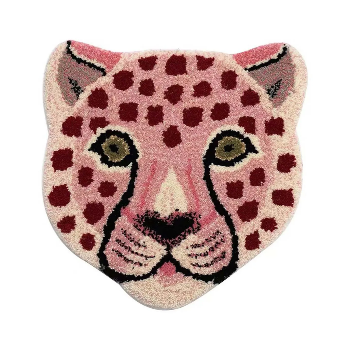 Preppy Pink Leopard Rug | Aesthetic Room Decor