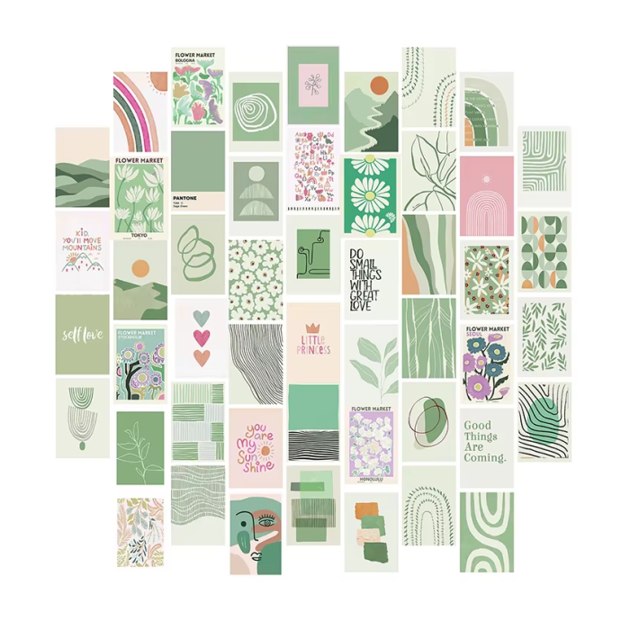 Sage Green Wall Collage | Aesthetic Room Decor