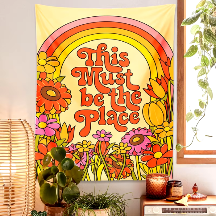 Retro Vibes Floral Tapestry | Aesthetic Room Decor