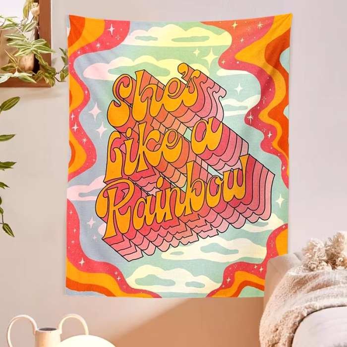 Retro Rainbow Tapestry | Aesthetic Room Decor