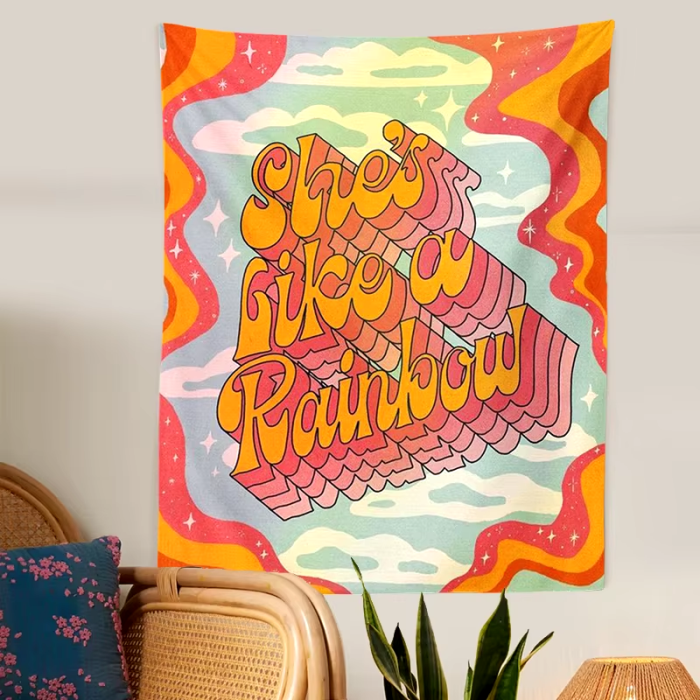 Retro Rainbow Tapestry | Aesthetic Room Decor