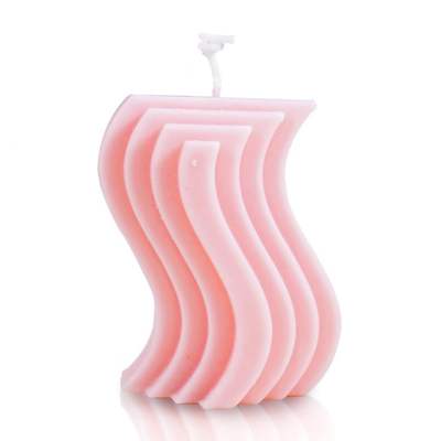 Wavy Pastel Pink Candle | Aesthetic Room Decor