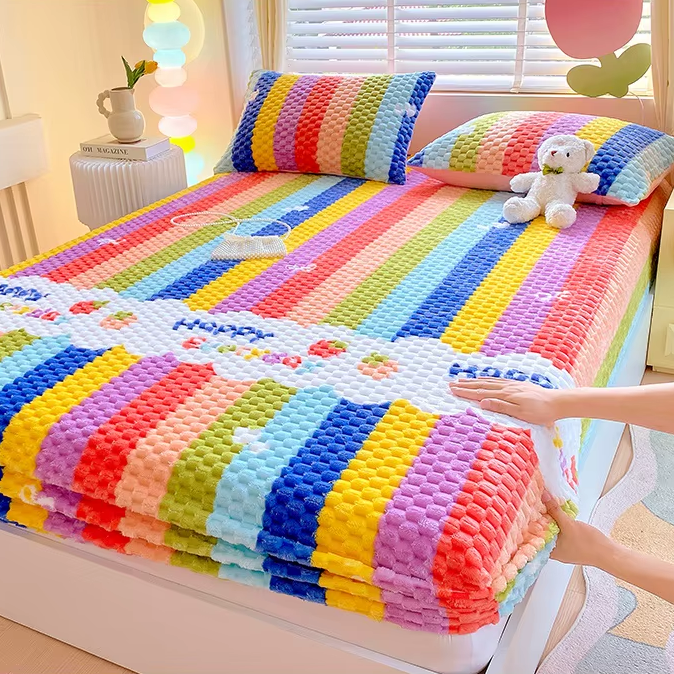 Happy Rainbow Bed Cover | Aesthetic Room Decor