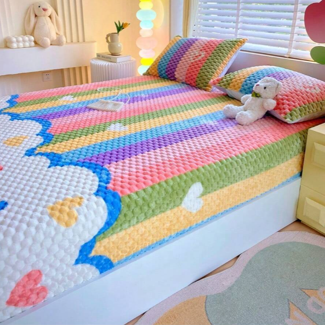 Soft Rainbow Bed Cover | Aesthetic Room Decor