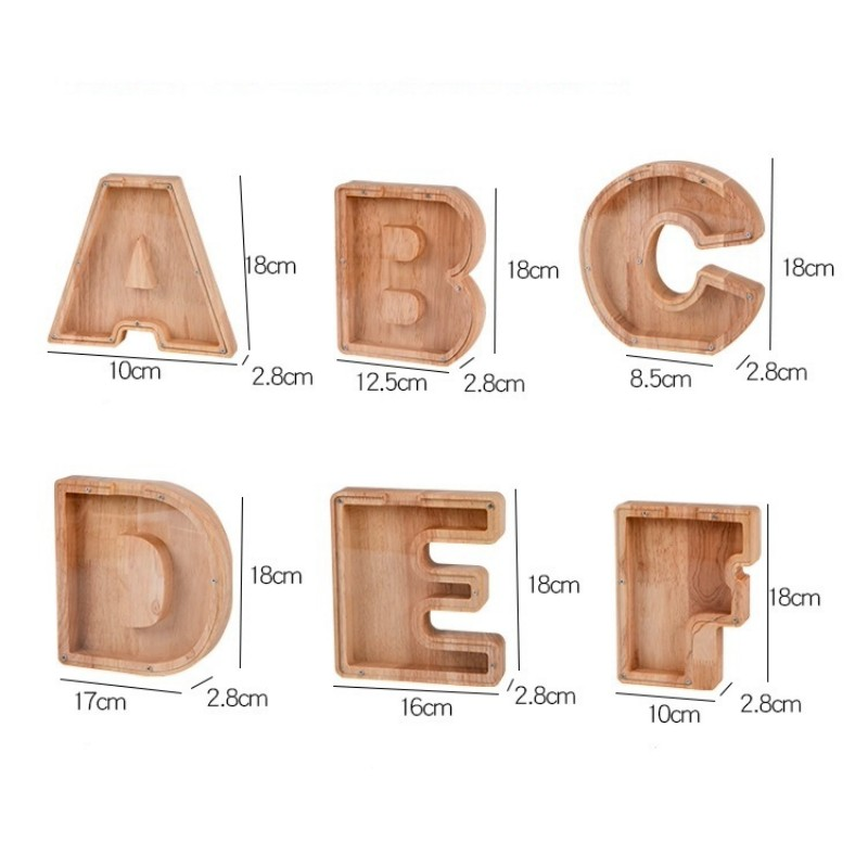 Wooden Letter Piggy Bank | Aesthetic Room Decor