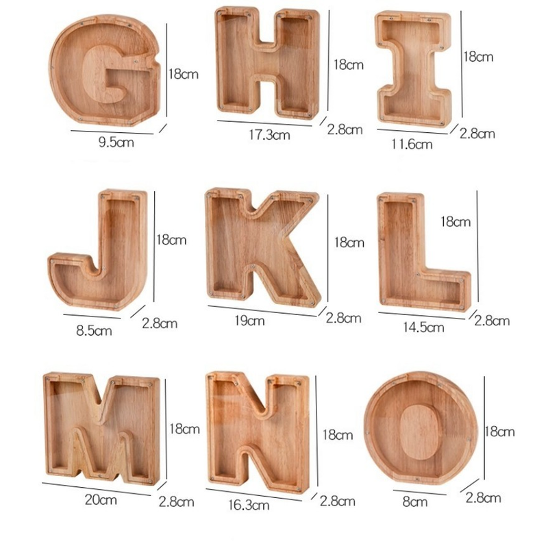 Wooden Letter Piggy Bank | Aesthetic Room Decor