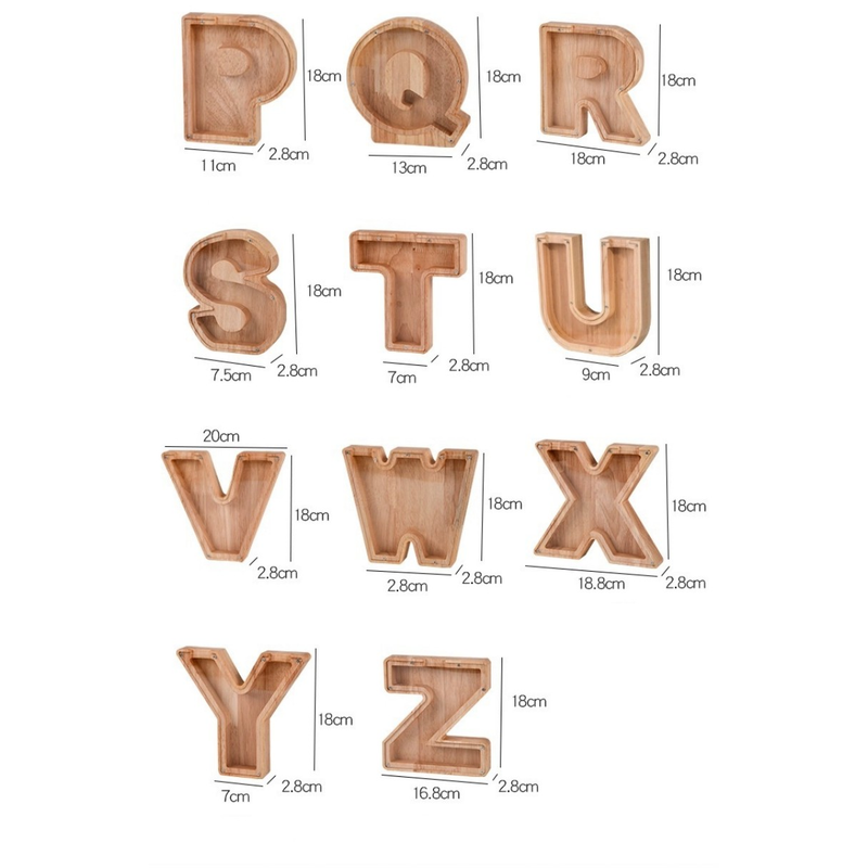 Wooden Letter Piggy Bank | Aesthetic Room Decor