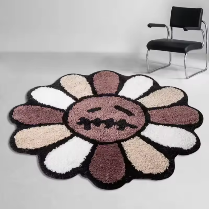 Black Sunflower Rug | Aesthetic Room Decor