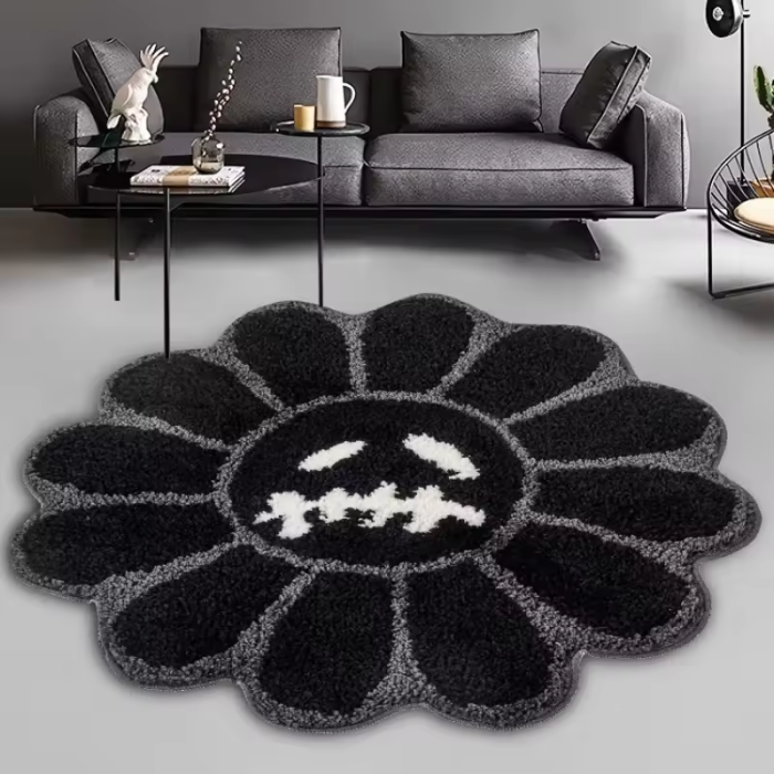 Black Sunflower Rug | Aesthetic Room Decor