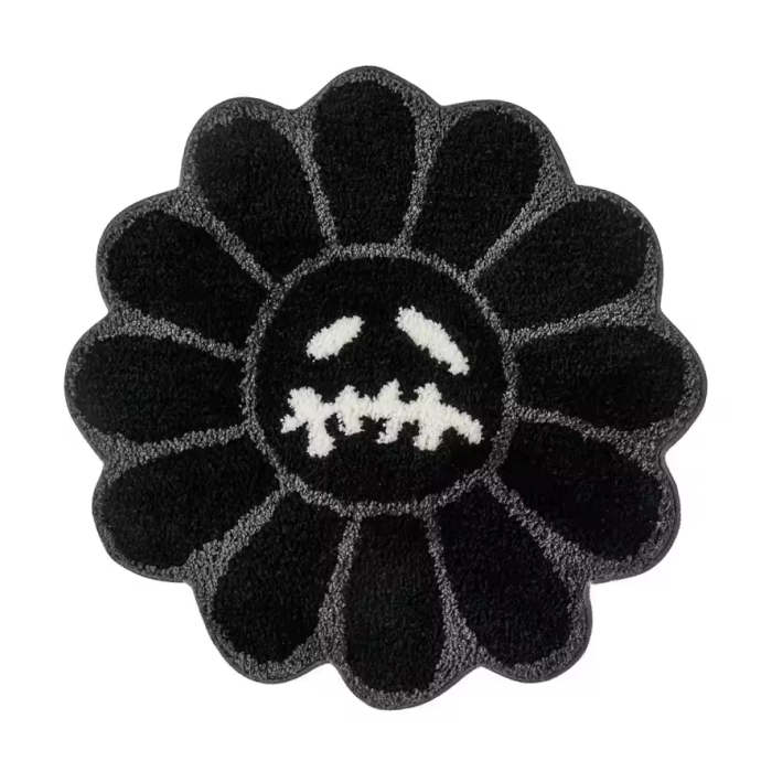 Black Sunflower Rug | Aesthetic Room Decor