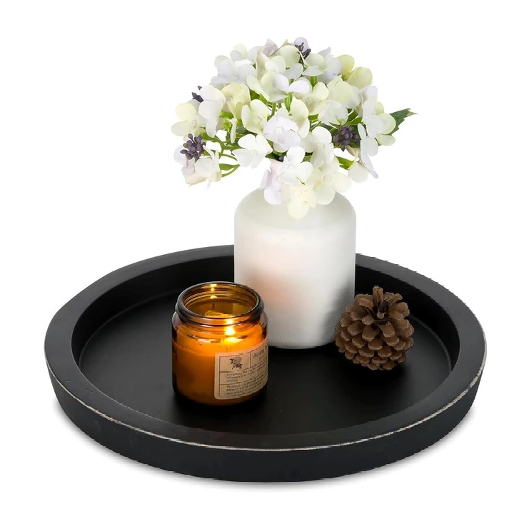 Rustic Round Decorative Tray | Aesthetic Room Decor