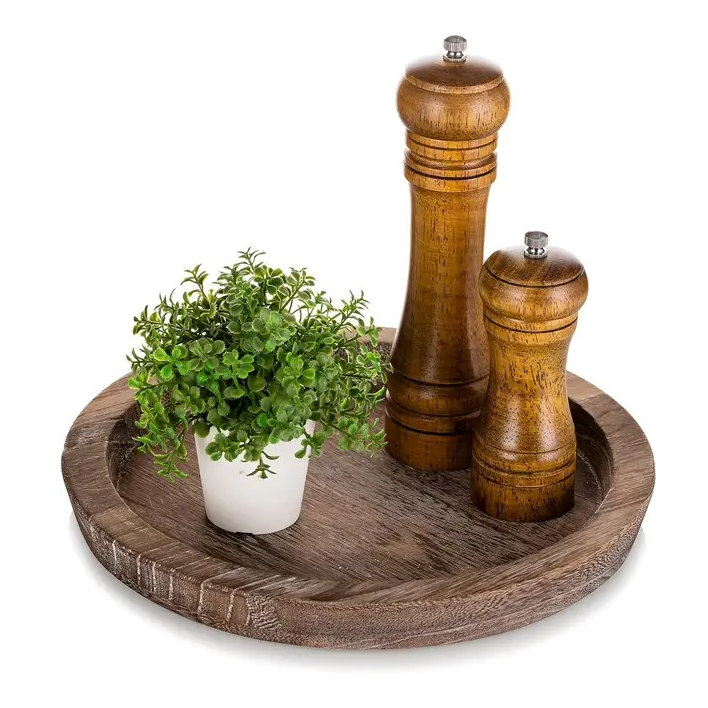 Rustic Round Decorative Tray | Aesthetic Room Decor